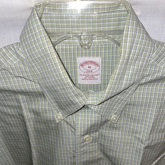 Brooks Brothers 346 Men’s Dress Shirt Size Medium Green Striped Business Formal - Picture 2 of 12